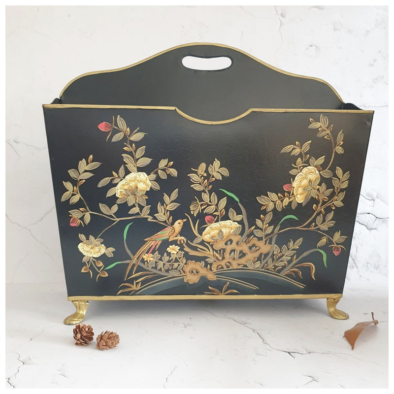 HAND PAINTED - MAGAZINE RACK - ENGLISH VINTAGE