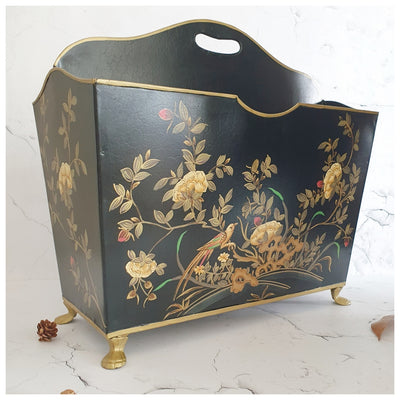 HAND PAINTED - MAGAZINE RACK - ENGLISH VINTAGE