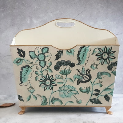 HAND PAINTED - MAGAZINE RACK - FLORAL SERENITY DISTRESS VINTAGE