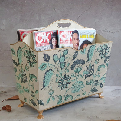 HAND PAINTED - MAGAZINE RACK - FLORAL SERENITY DISTRESS VINTAGE