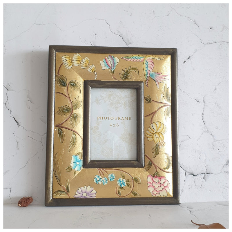 Photo Frame - Hand Painted - Golden Leaf (4"x6")