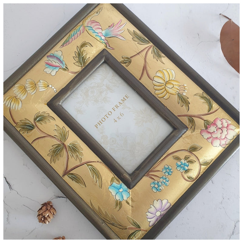 Photo Frame - Hand Painted - Golden Leaf (4"x6")