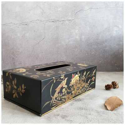 HAND PAINTED - TISSUE BOX - ENGLISH VINTAGE GARDEN