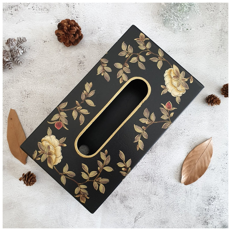 HAND PAINTED - TISSUE BOX - ENGLISH VINTAGE GARDEN