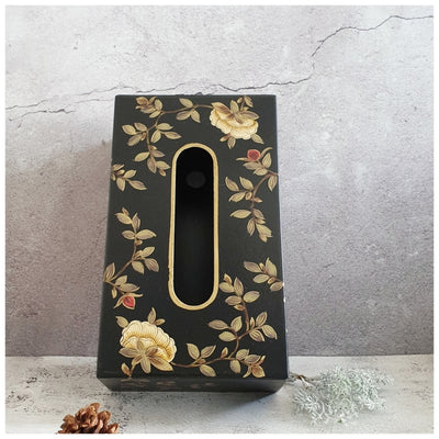 HAND PAINTED - TISSUE BOX - ENGLISH VINTAGE GARDEN