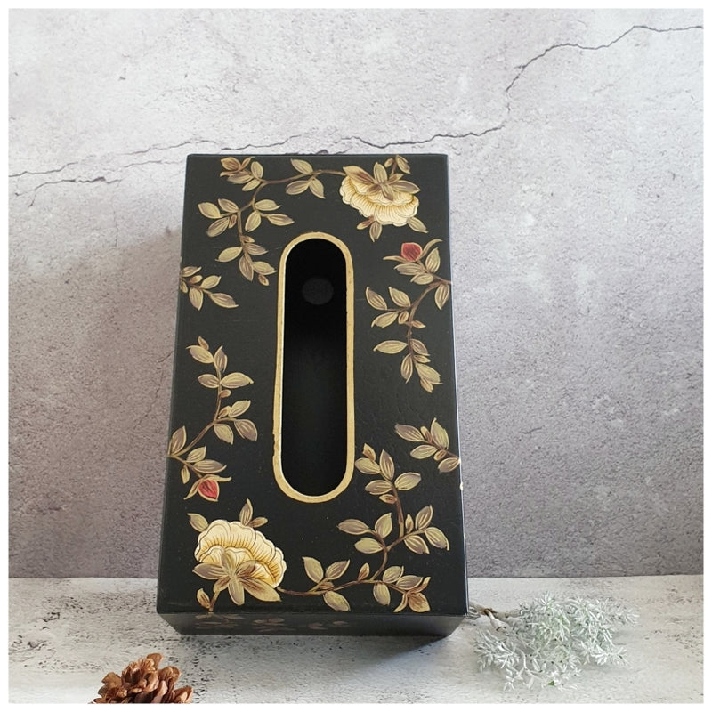 HAND PAINTED - TISSUE BOX - ENGLISH VINTAGE GARDEN