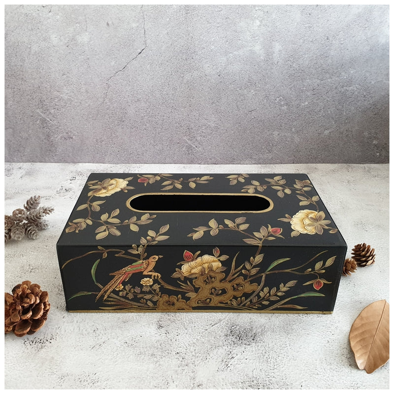 HAND PAINTED - TISSUE BOX - ENGLISH VINTAGE GARDEN