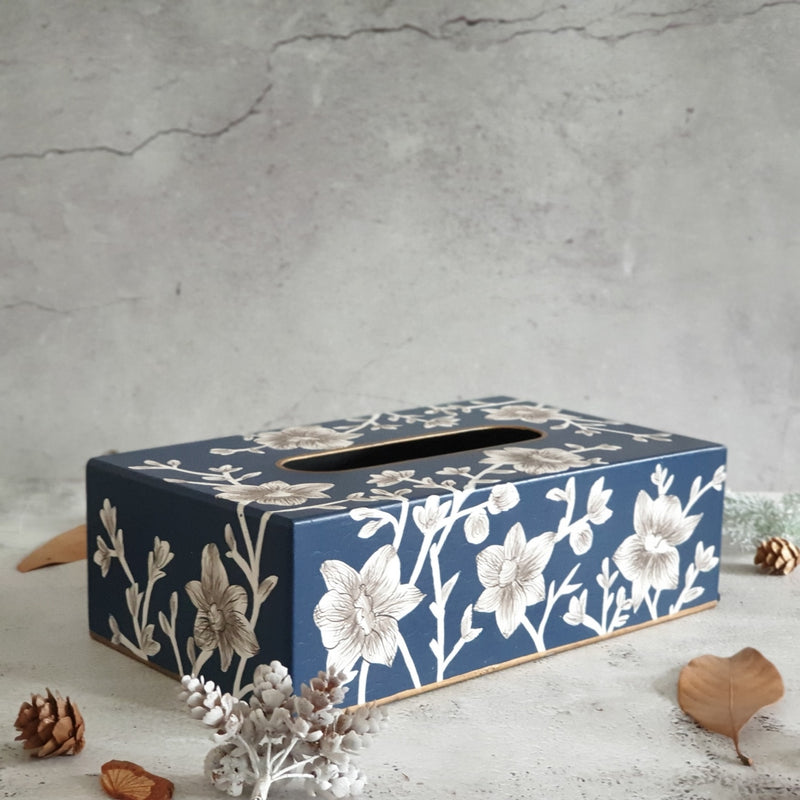 HAND PAINTED - TISSUE BOX - BLOOMING HIBISCUS