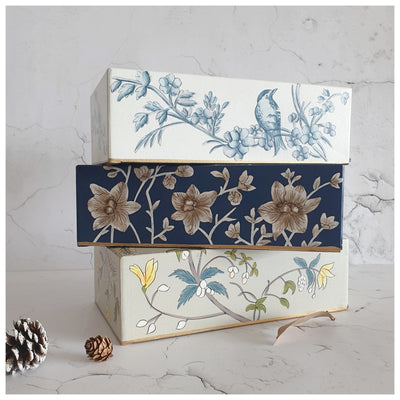 HAND PAINTED - TISSUE BOX - WHITE SUMMER