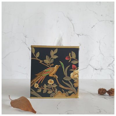 HAND PAINTED - TISSUE BOX TALL - ENGLISH VINTAGE