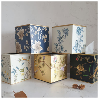 HAND PAINTED - TISSUE BOX TALL - BLOOMING HIBISCUS