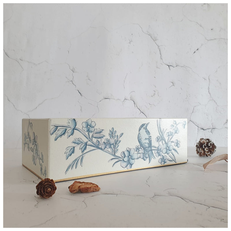 HAND PAINTED - TISSUE BOX - WHITE SUMMER