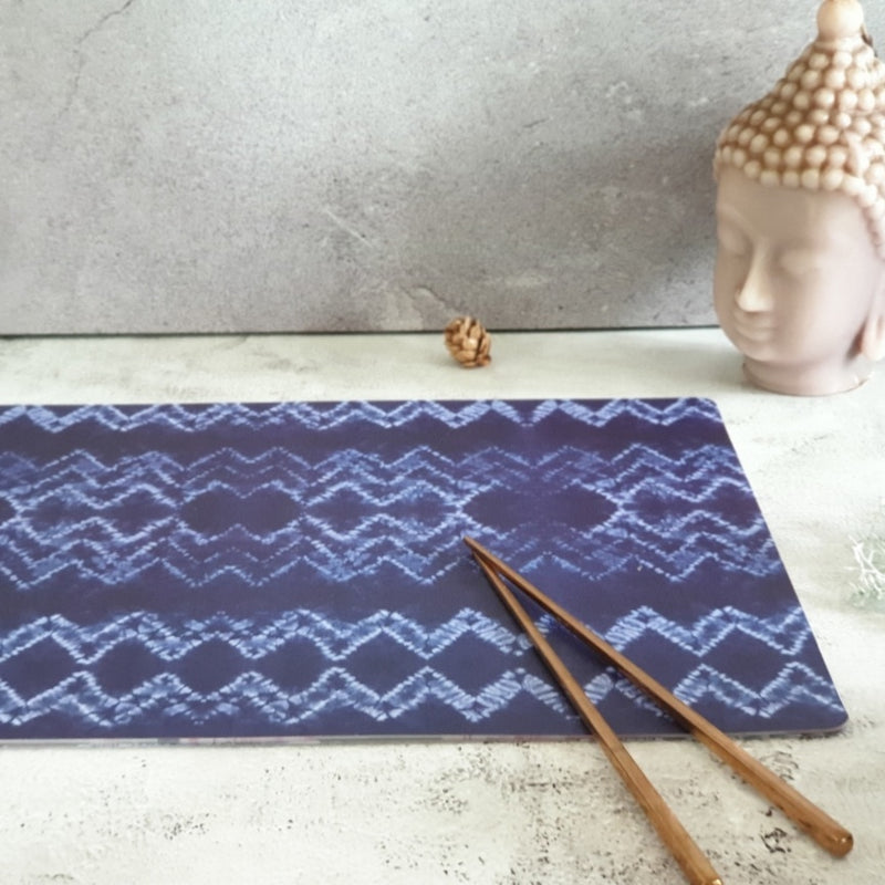 WIPE CLEAN TABLEMATS/PLACEMATS - TRIBAL IKAT BLUE