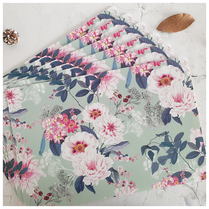 WIPE CLEAN TABLEMATS/PLACEMATS - DESERT ROSE MINT