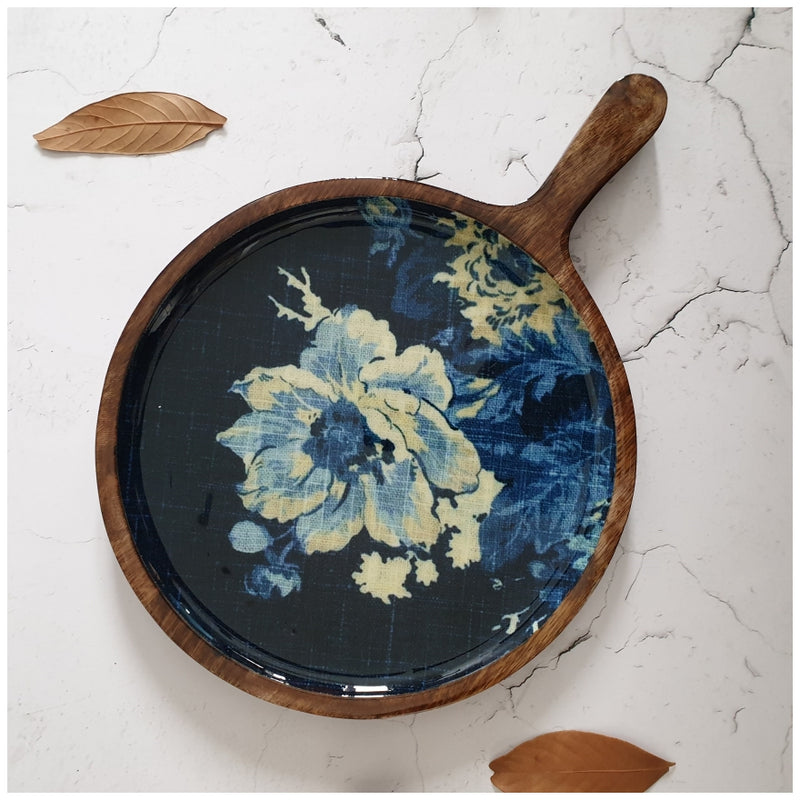 PIZZA PAN - MEDIUM - DENIM BLUE FLORAL