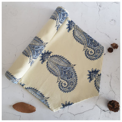 TABLE RUNNER IN COTTON - PAISLEY BLUES
