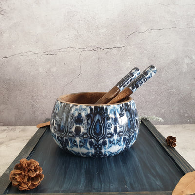 SALAD BOWL - MEDIUM - WOODEN SERVERS - Indigo Blue Mandala