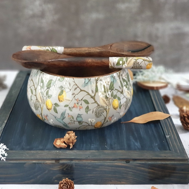 SALAD BOWL - MEDIUM - WOODEN SERVERS - HUMMING BIRD