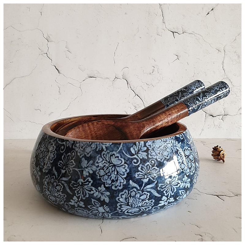 SALAD BOWL - MEDIUM - WOODEN SERVERS - INK IVY