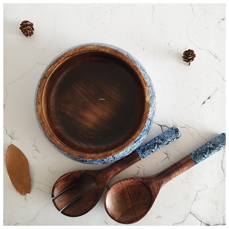 SALAD BOWL - MEDIUM - WOODEN SERVERS - INK IVY