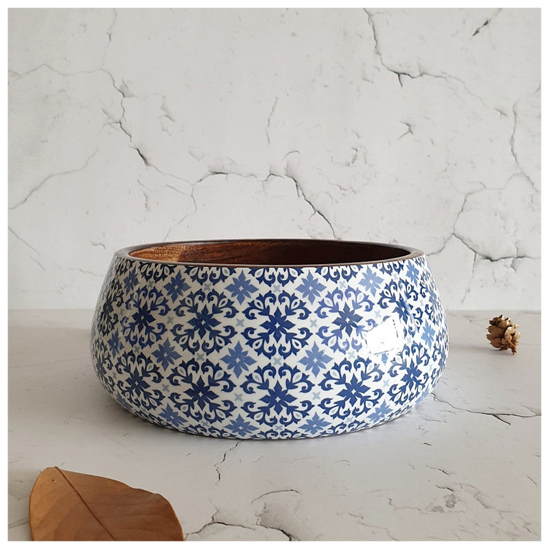 SALAD BOWL - MEDIUM - WOODEN SERVERS - MOROCCAN FLORET