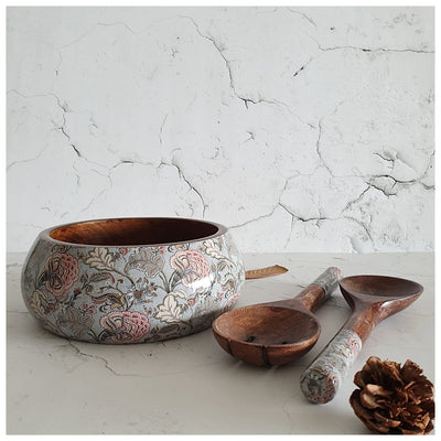 SALAD BOWL - MEDIUM - WOODEN SERVERS - JAIPUR