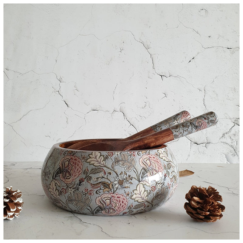 SALAD BOWL - MEDIUM - WOODEN SERVERS - JAIPUR