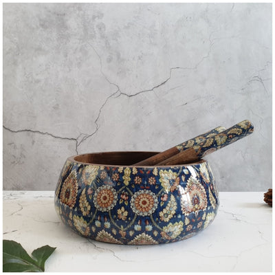 Salad Bowl - Large - Wooden Servers -  Blue Popular