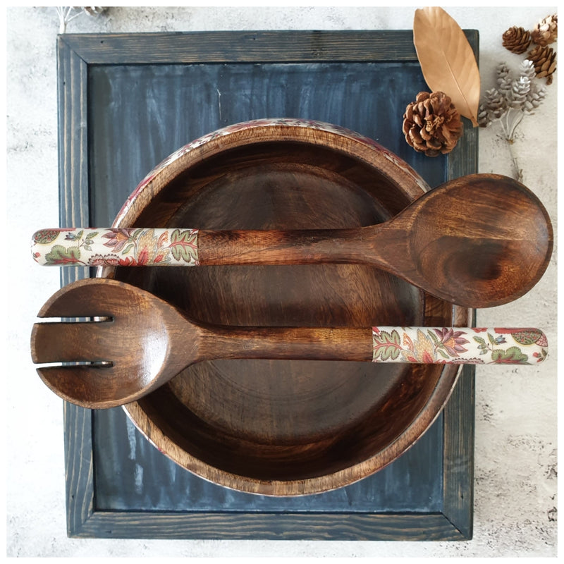 Salad Bowl - Large - Wooden Servers - Kalamkari