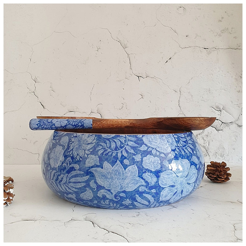Salad Bowl - Large - Wooden Servers - Blue Lotus