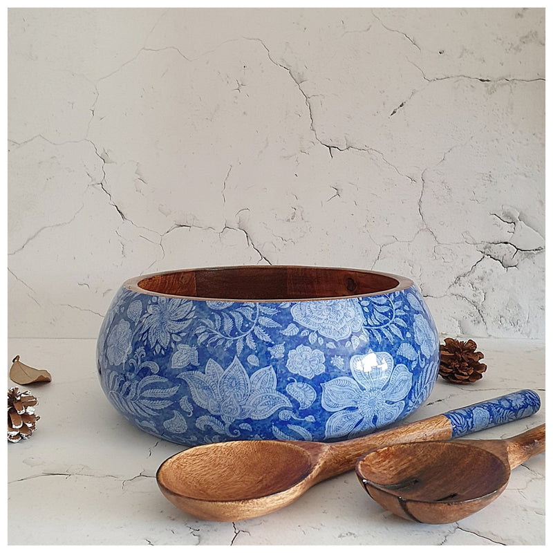 Salad Bowl - Large - Wooden Servers - Blue Lotus