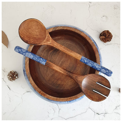 Salad Bowl - Large - Wooden Servers - Blue Lotus