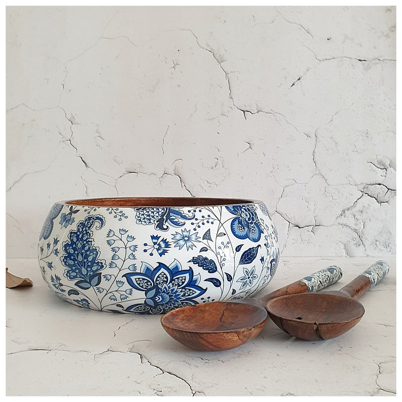 Salad Bowl - Large - Wooden Servers - White Lotus