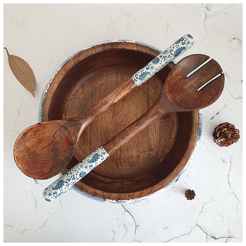 Salad Bowl - Large - Wooden Servers - White Lotus