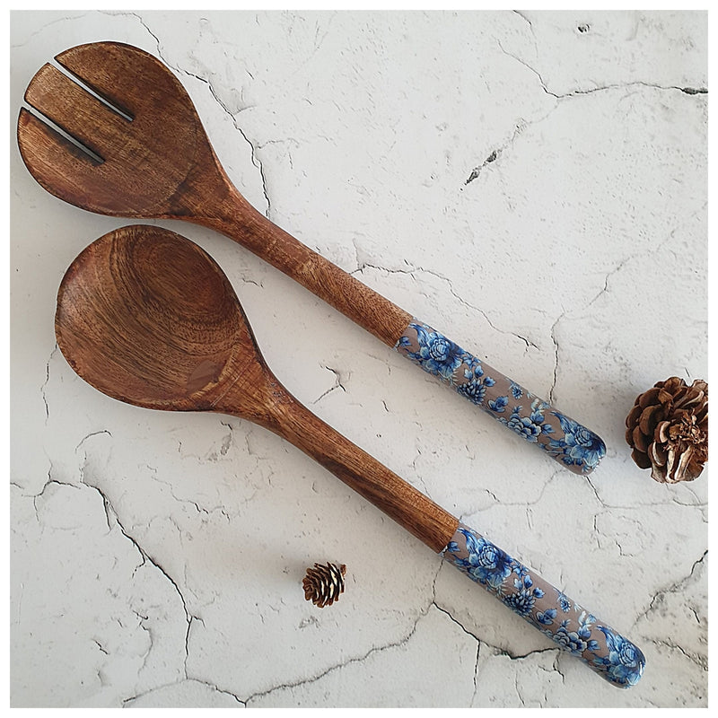 Salad Bowl - Large - Wooden Servers - Blue Lotus