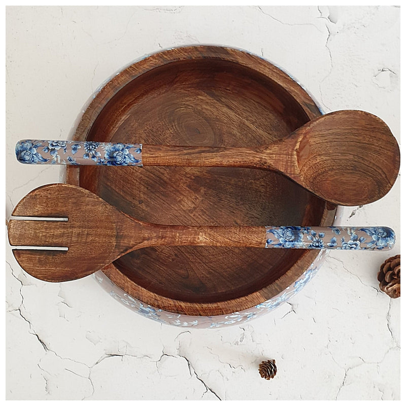 Salad Bowl - Large - Wooden Servers - Blue Lotus