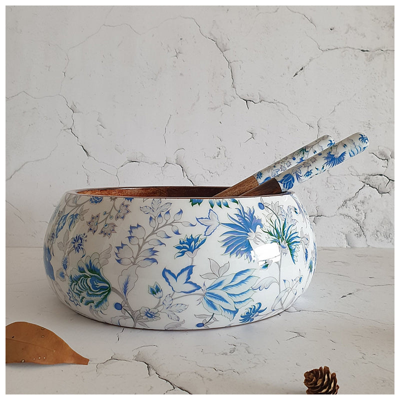 Salad Bowl - Large - Wooden Servers - Caribbean Floral