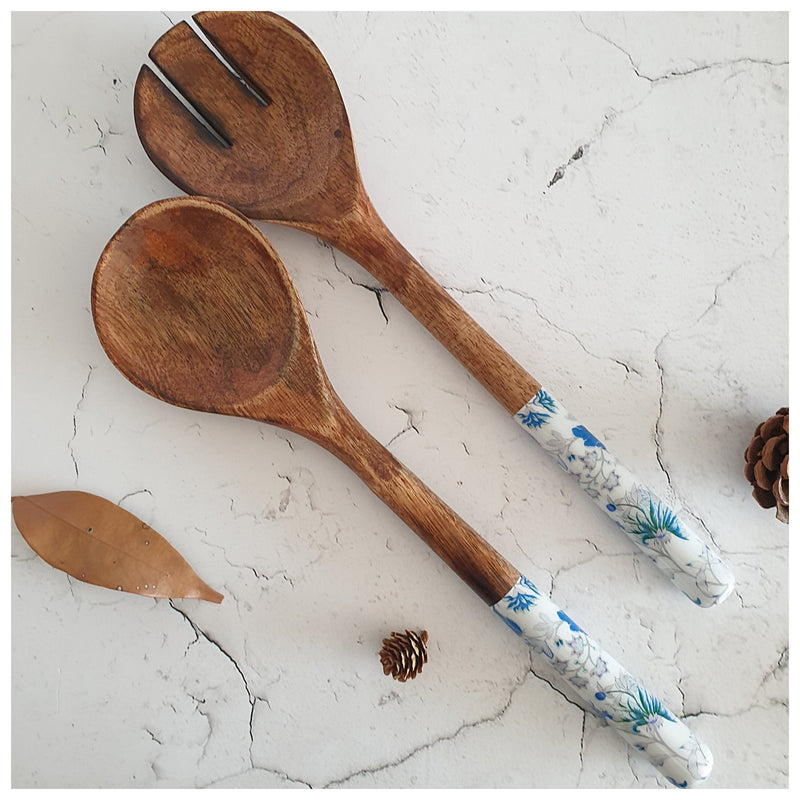 Salad Bowl - Large - Wooden Servers - Caribbean Floral