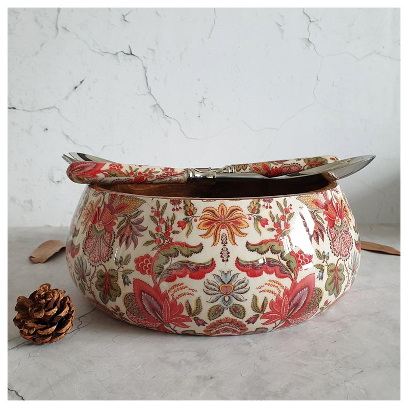Salad Bowl - Large - Stainless Steel Servers - Kalamkari