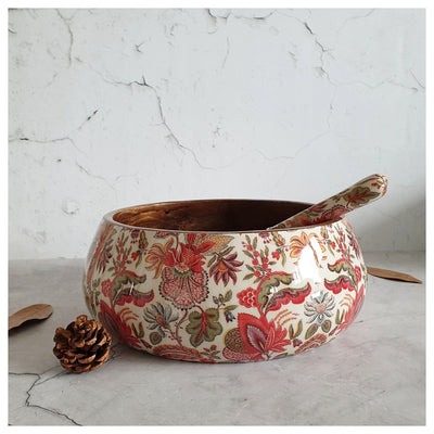 Salad Bowl - Large - Stainless Steel Servers - Kalamkari