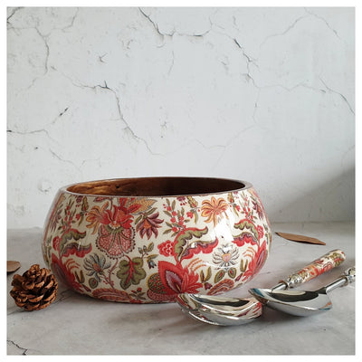 Salad Bowl - Large - Stainless Steel Servers - Kalamkari