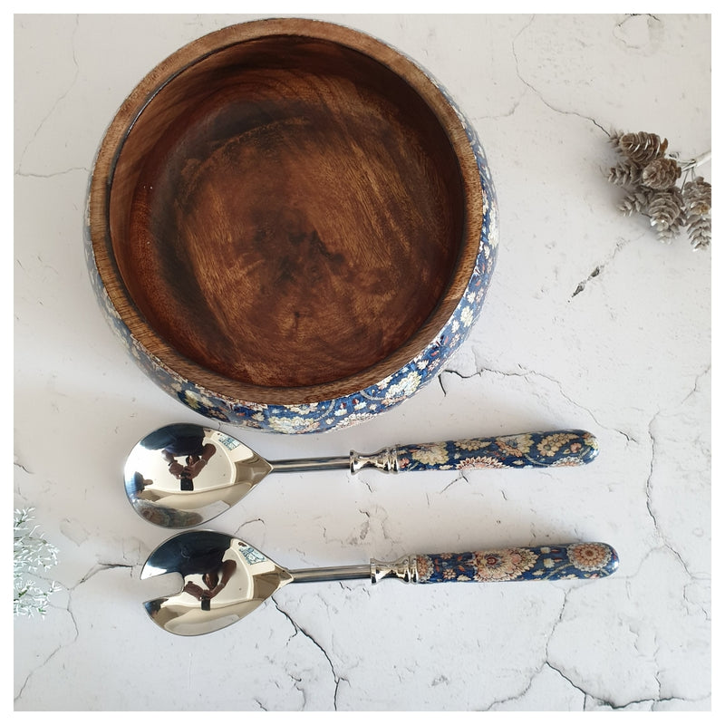 Salad Bowl - Medium - Stainless Steel Servers - Blue Popular