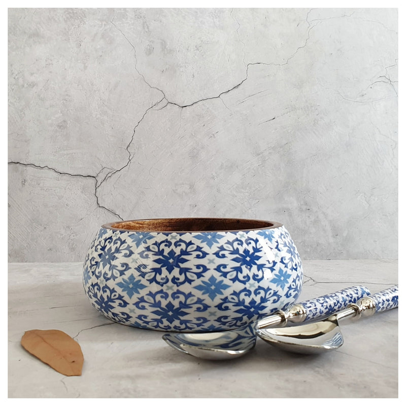 Salad Bowl - Medium - Stainless Steel Servers - Moroccan Floret