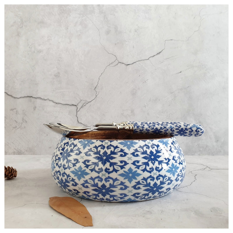 Salad Bowl - Medium - Stainless Steel Servers - Moroccan Floret