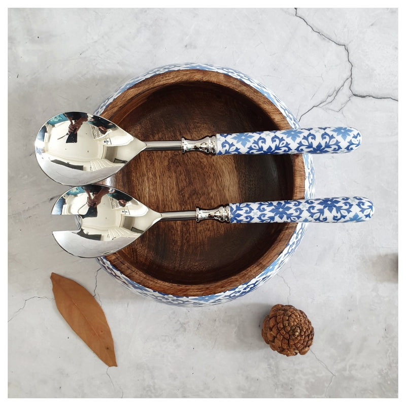 Salad Bowl - Medium - Stainless Steel Servers - Moroccan Floret