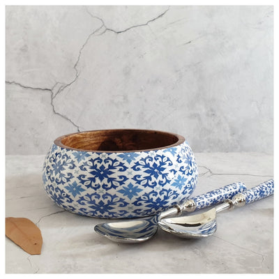 Salad Bowl - Medium - Stainless Steel Servers - Moroccan Floret