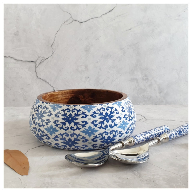 Salad Bowl - Medium - Stainless Steel Servers - Moroccan Floret