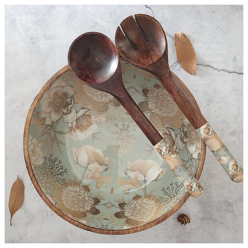 Salad Bowl - (X Large) - Wooden Servers - Summer Rain