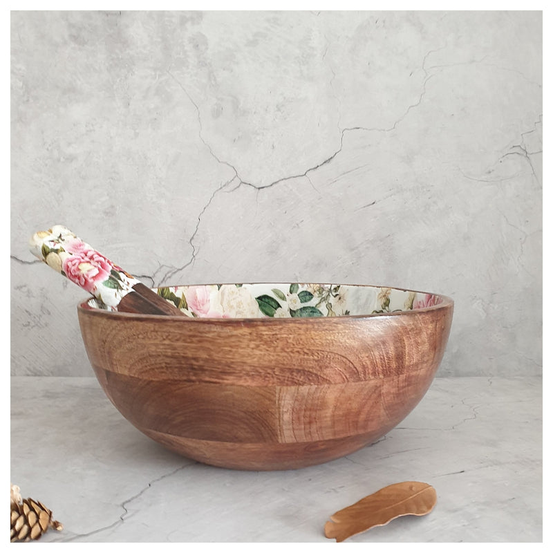 Salad Bowl - (X Large) - Wooden Servers - Alice in Wonderland