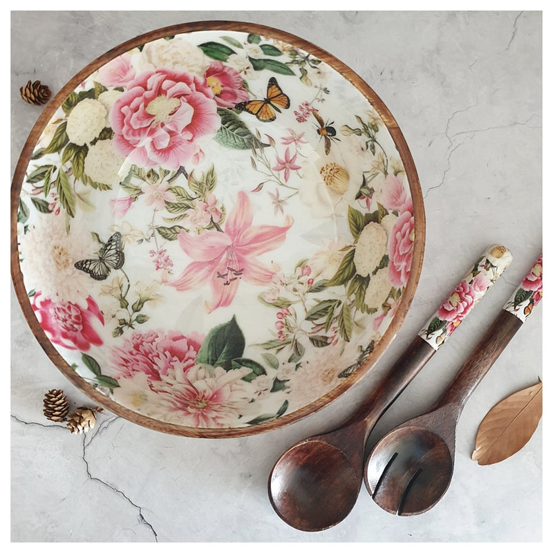 Salad Bowl - (X Large) - Wooden Servers - Alice in Wonderland